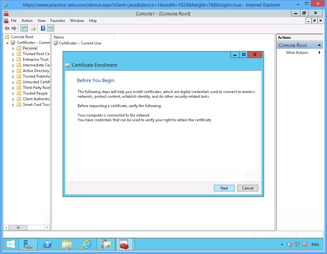 Practice Labs screenshot.
